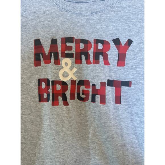 Wondershop Christmas Shirt Gray Merry and Bright Buffalo Plaid Women's Size XS - Picture 4 of 7